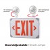 Wet Location Rated Combo Red Exit Sign With Emergency Lights, 90-Minute Battery Power Back-Up, Dual Adjustable Head Lamps