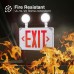Wet Location Rated Combo Red Exit Sign With Emergency Lights, 90-Minute Battery Power Back-Up, Dual Adjustable Head Lamps